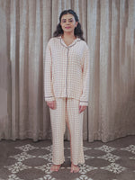 Women Warm Grey CheckSleepwear Long Sleeve Pyjama Set