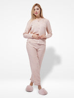 WomenWarm White Check Printed Night Suit Set | Shirt pajama, Nightwear Dress