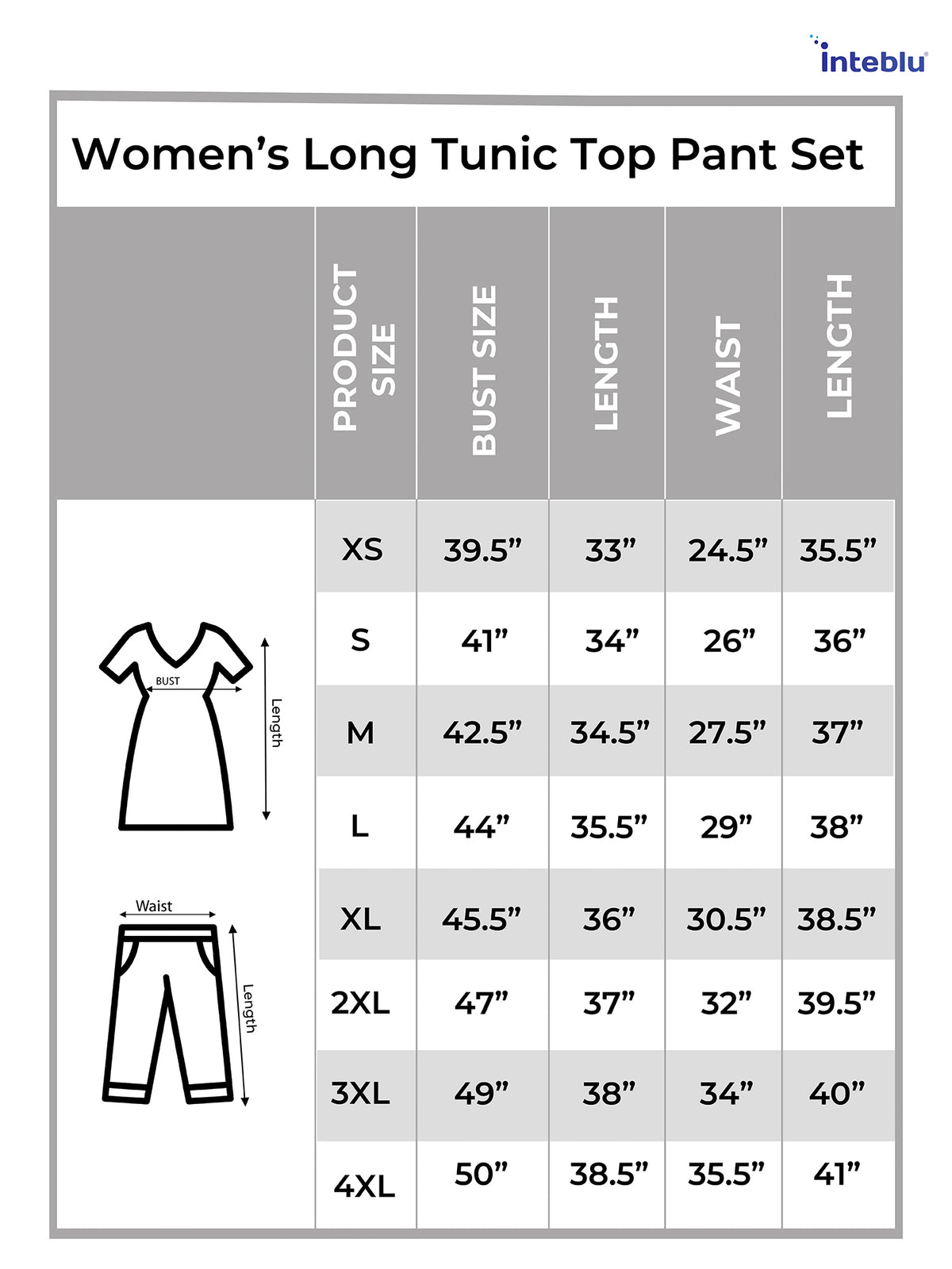 Women’s Long Tunic Top & Pant Set – 2 Piece Pajama & Loungewear Outfit for Women | Soft Comfortable Everyday Wear