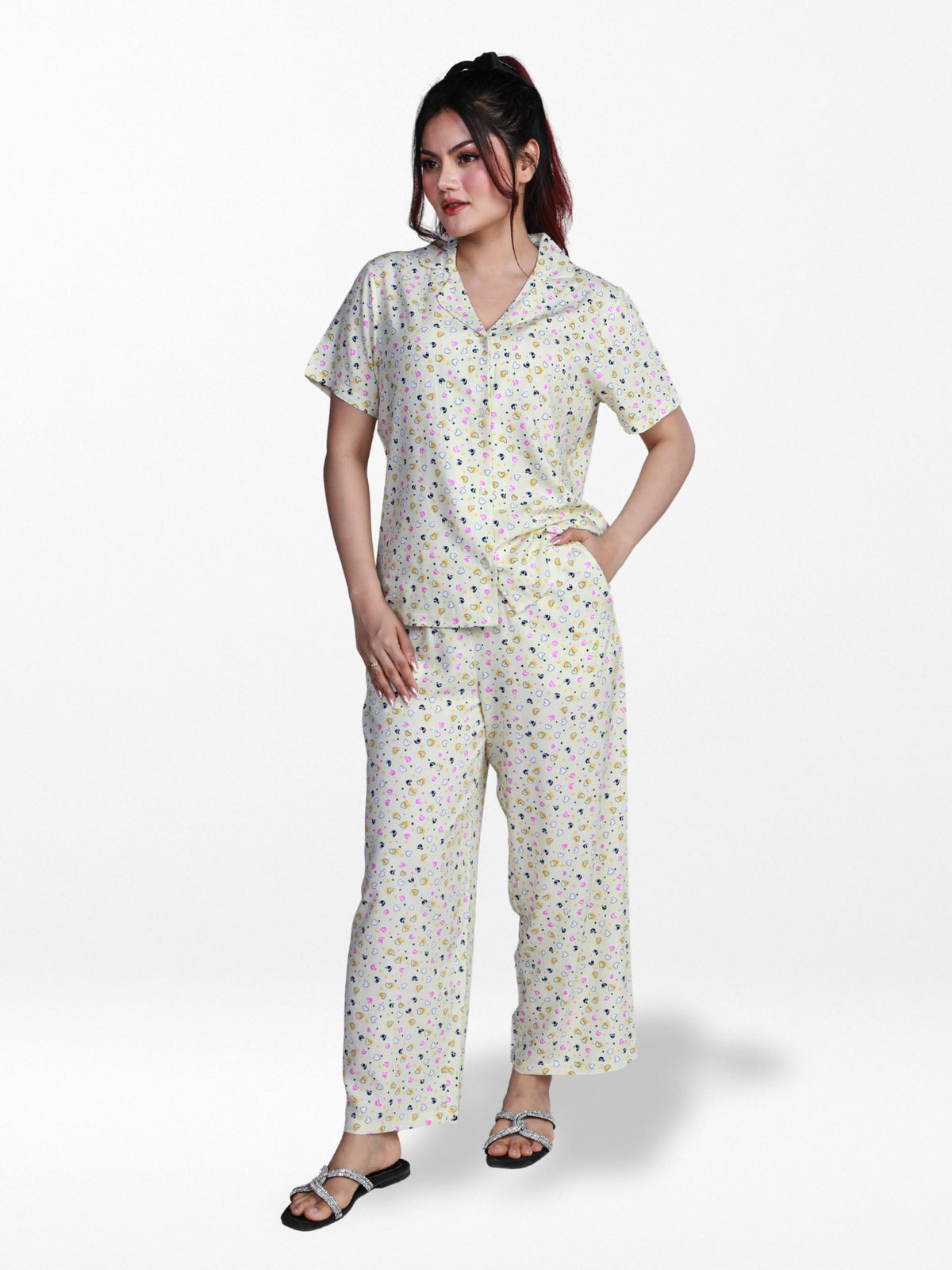 Women’s Short Sleeve Viscose Sleepwear Set – Notch Collar 2 Piece Pajama Outfit | Comfy Nightwear, Soft Summer Lounge Set for Women