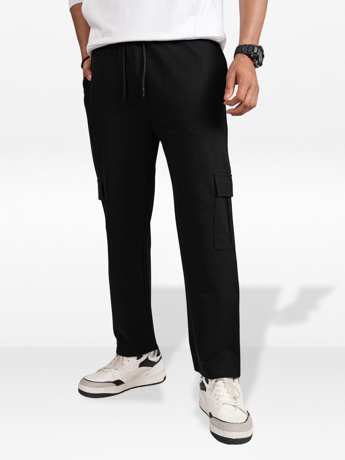 Men’s Cargo Jogger Pants – Straight Fit with Drawstring Waist | Casual Lounge Trousers with Modern Panel Detail