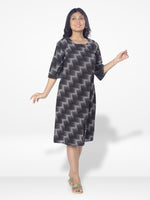 Women Black & Grey shades Printed Long Top| Black Shade