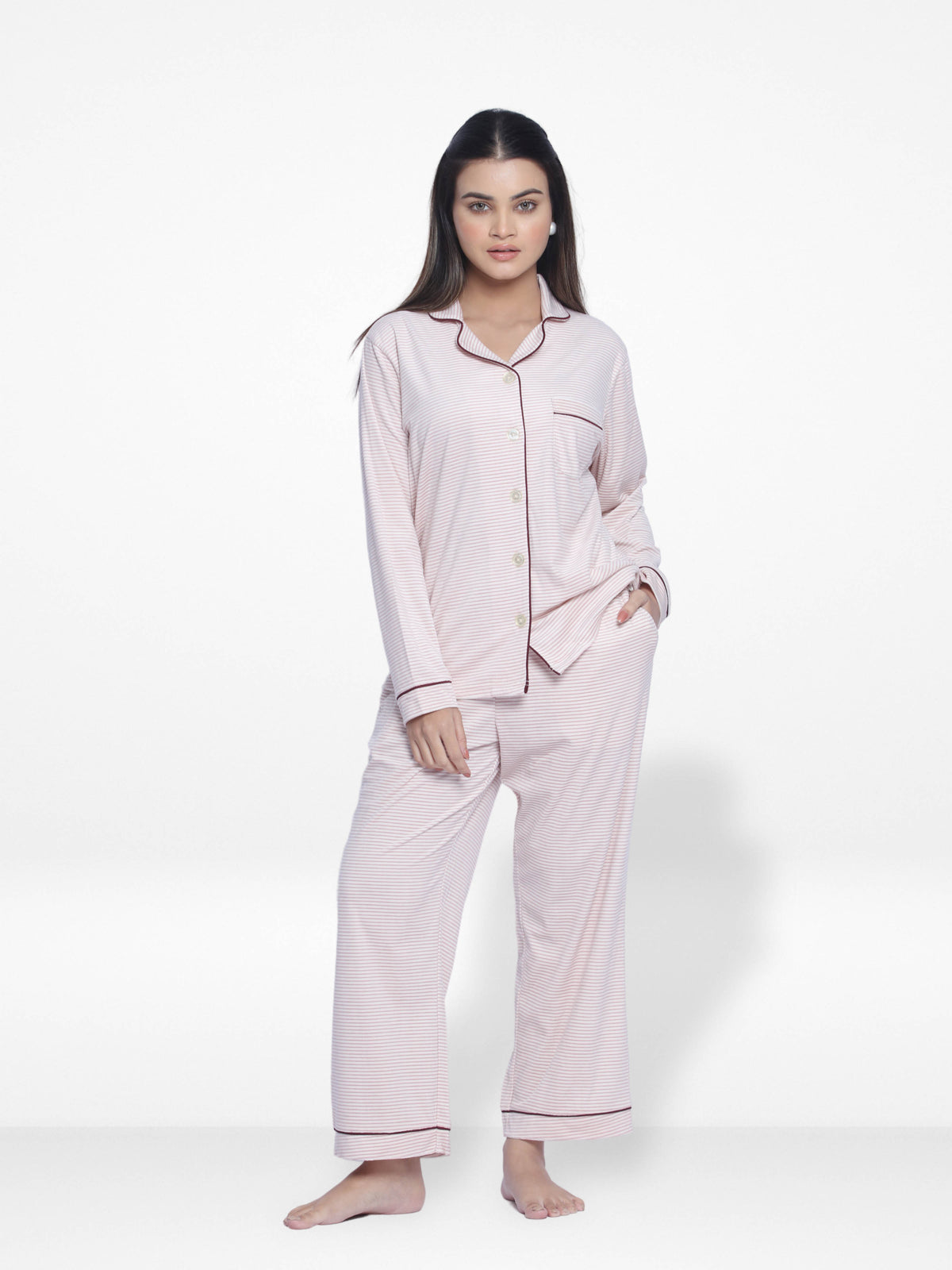Women Velour Sleepwear Long Sleeve Rosy Aop Pyjama SetInteblu™