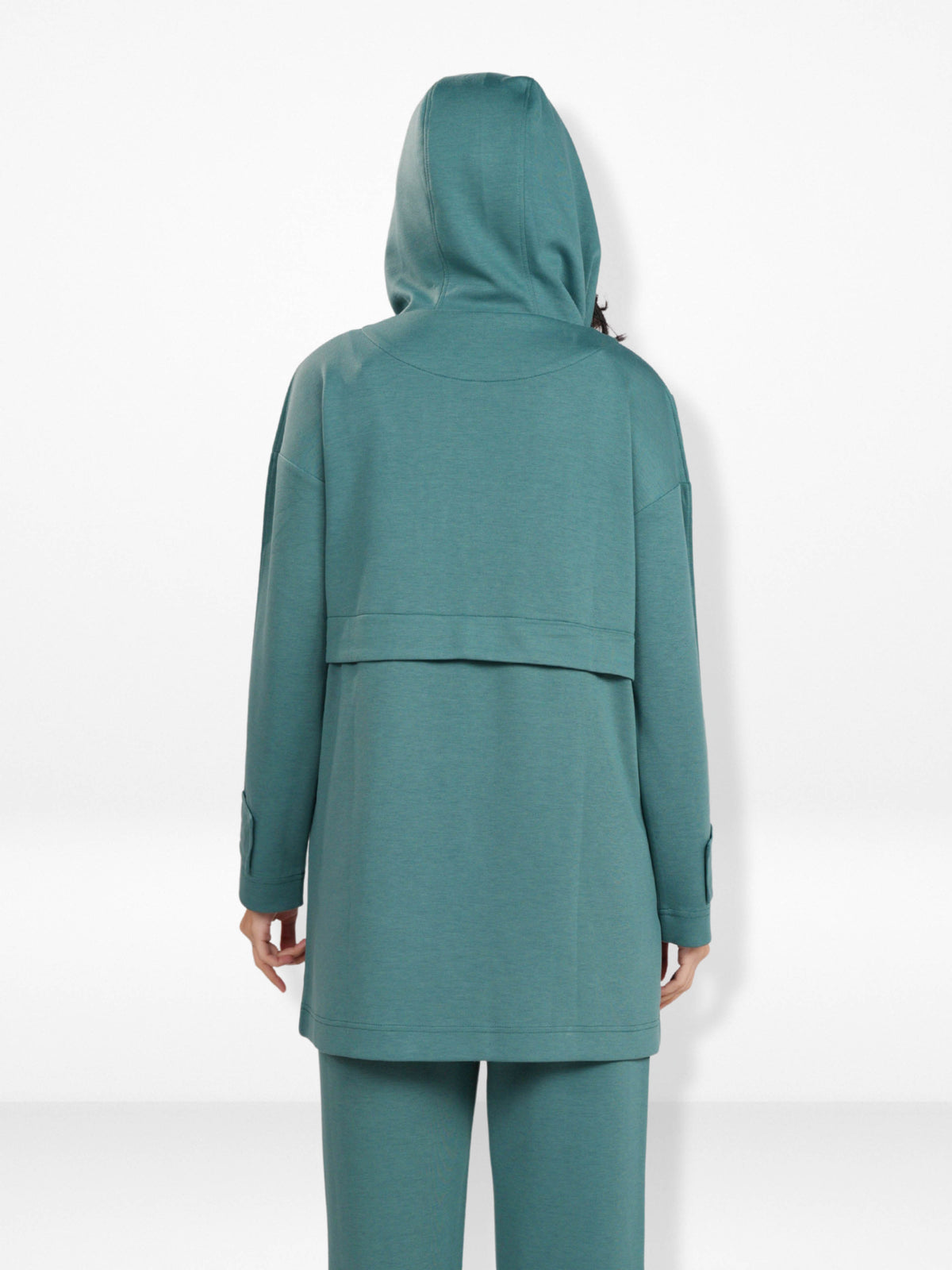 Women’s Soft Pastel Longline Hooded Jacket –Casual Outerwear with Snap Button Closure & Side Pockets