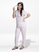 Women’s 2 Piece All Over Printed Loungewear Set – Short Sleeve Top & Pants | Casual Lounge Outfit, Soft Pajama Set, Summer Sleepwear for Women