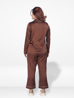 Women's Satin Notch collar & Full Sleeve Sleepwear set |Satin Fabric