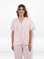 Women’s Printed Night Suit Set – Shirt & Pyjama | Soft Nightwear Dress, 2 Piece Sleepwear for Women, Comfortable Loungewear