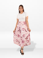 Women’s All Over Printed Maxi Skirt – Summer Pleated High Waist Casual Long Skirt