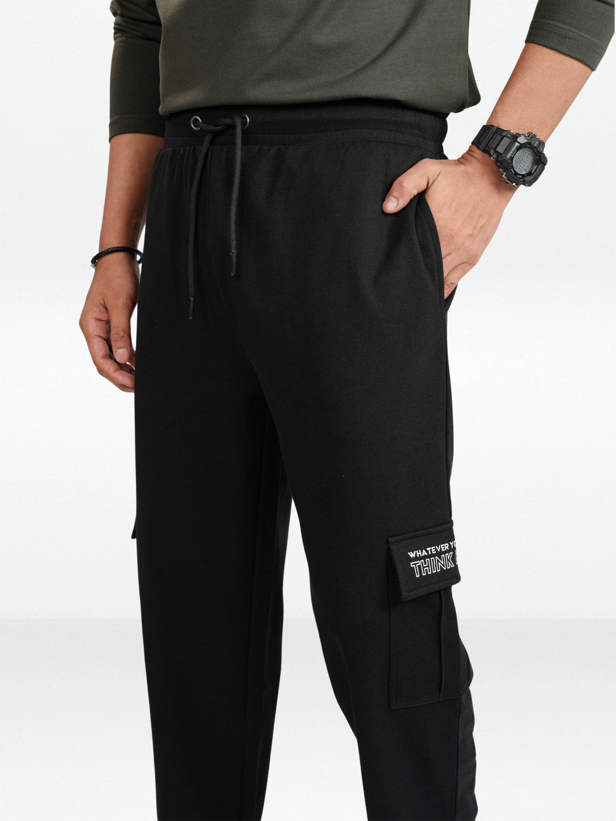 Men’s Cargo Jogger Pants – Straight Fit with Side Pocket Printed | Casual Lounge Trousers with Modern Panel Detail