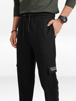 Men’s Cargo Jogger Pants – Straight Fit with Side Pocket Printed | Casual Lounge Trousers with Modern Panel Detail