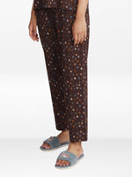 Women’s All Over Printed Lounge Pants | Soft Stretch Yummy Rib Fabric | Drawstring Waist Casual Sleepwear & Pajama Trousers - Coffee