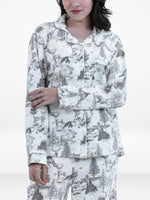 Women's All Over Christmas Tree Printed Pyjama Set – Micro Polar Fleece Long Sleeve 2-Piece Sleepwear, Soft & Warm Nightwear