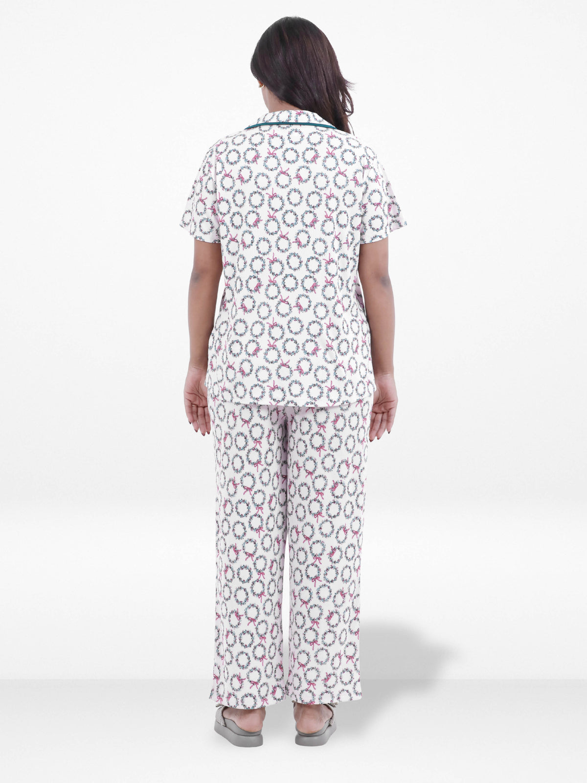 Women’s 3-Piece Pajama Set – Yummy Rib Fabric Sleepwear with Contrast Piping, Notch Collar & Button Down Top,