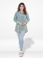 Women Shirt Collar Tops with Nice Design| Green