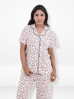 Women’s 3-Piece Pajama Set – Yummy Rib Fabric Sleepwear with Contrast Piping, Notch Collar & Button Down Top,