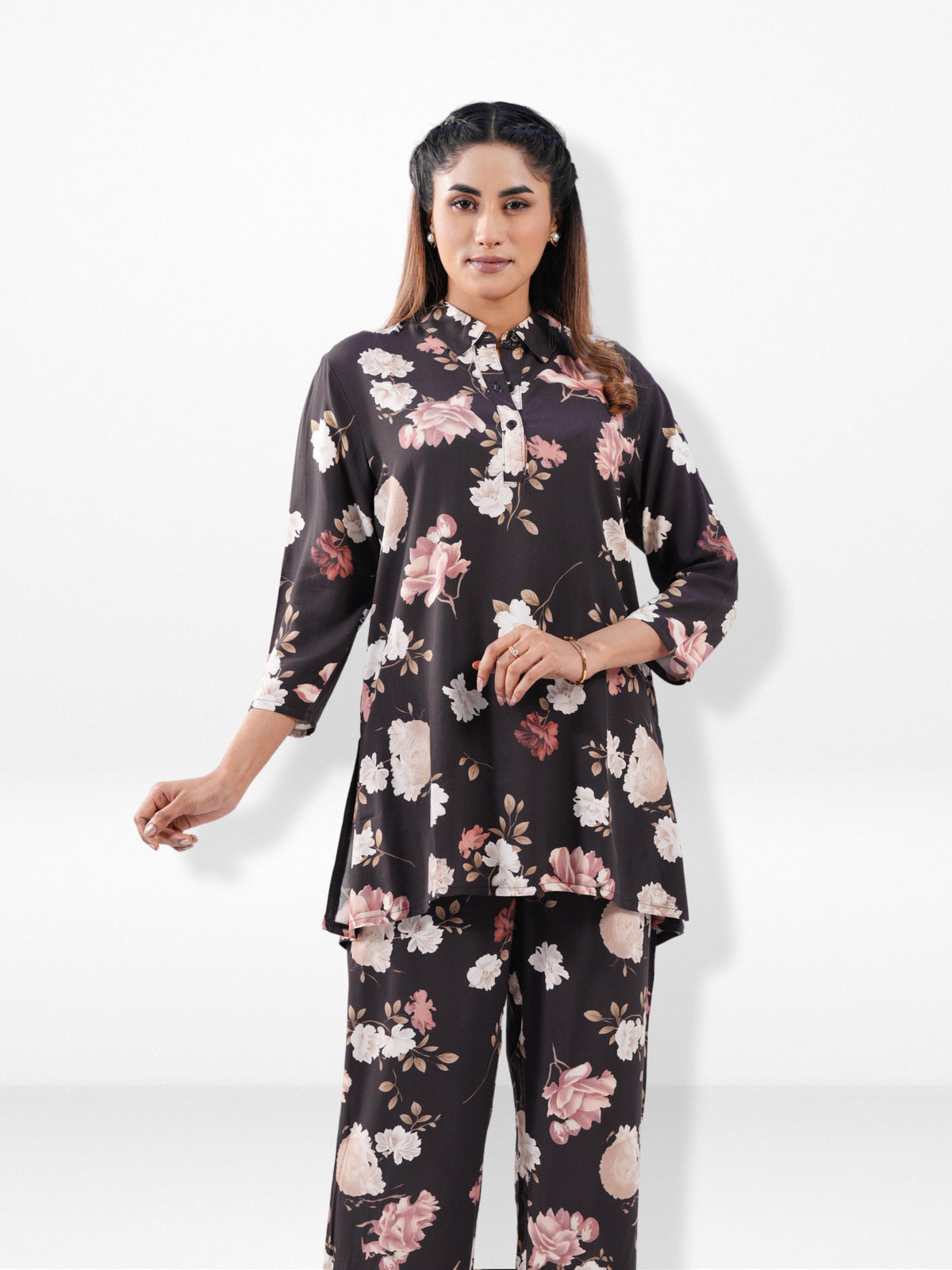 Women’s Floral Printed Co-Ord Set – Trendy 2 Piece Matching Top & Bottom Outfit