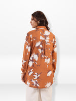 Women’s Floral Print Tunic Shirt – Long Sleeve Button-Up Blouse | Casual Loose Fit Top for Women