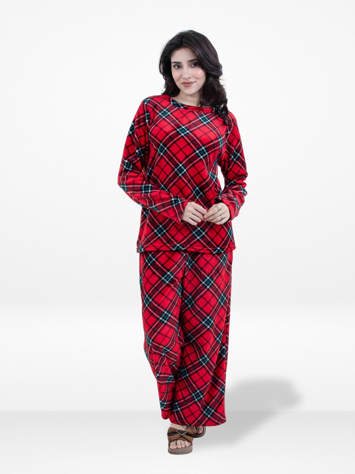 Women’s RedStripe Printed Pyjama Set – Long Sleeve Top & Pants, Soft Comfortable Sleepwear, Cozy Winter Loungewear for Women