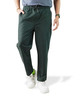 Men’s Relaxed Fit Trousers – Elastic Waist with Drawstring, Casual Pants with Fake Fly & Side Pockets ,Comfortable Everyday Wear