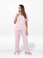 Women’s Printed Night Suit Set – Shirt & Pyjama | Soft Nightwear Dress, 2 Piece Sleepwear for Women, Comfortable Loungewear