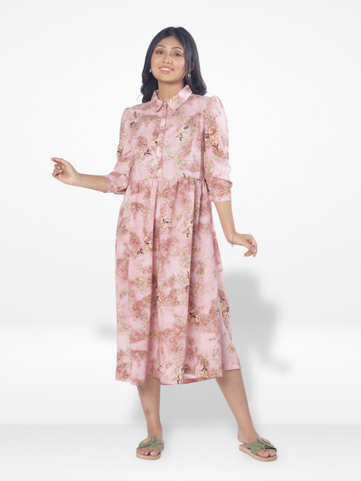 Women Pink Aop Color Long Top| Pink