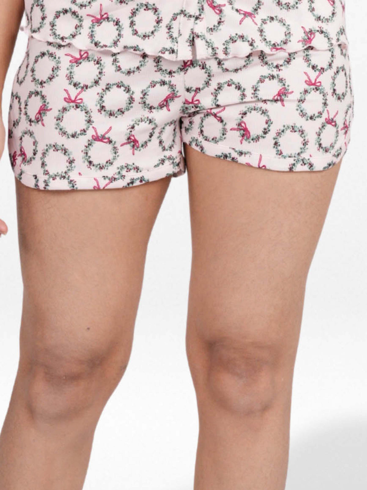 Women’s Printed Pajama Shorts | Soft & Stretchy Sleepwear Shorts | Elastic Waist Lounge Shorts | Yummy Rib Fabric - Blushing Bride