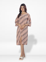 Women Pink & Grey shades Printed Long Top| Pink Shade-inteblu