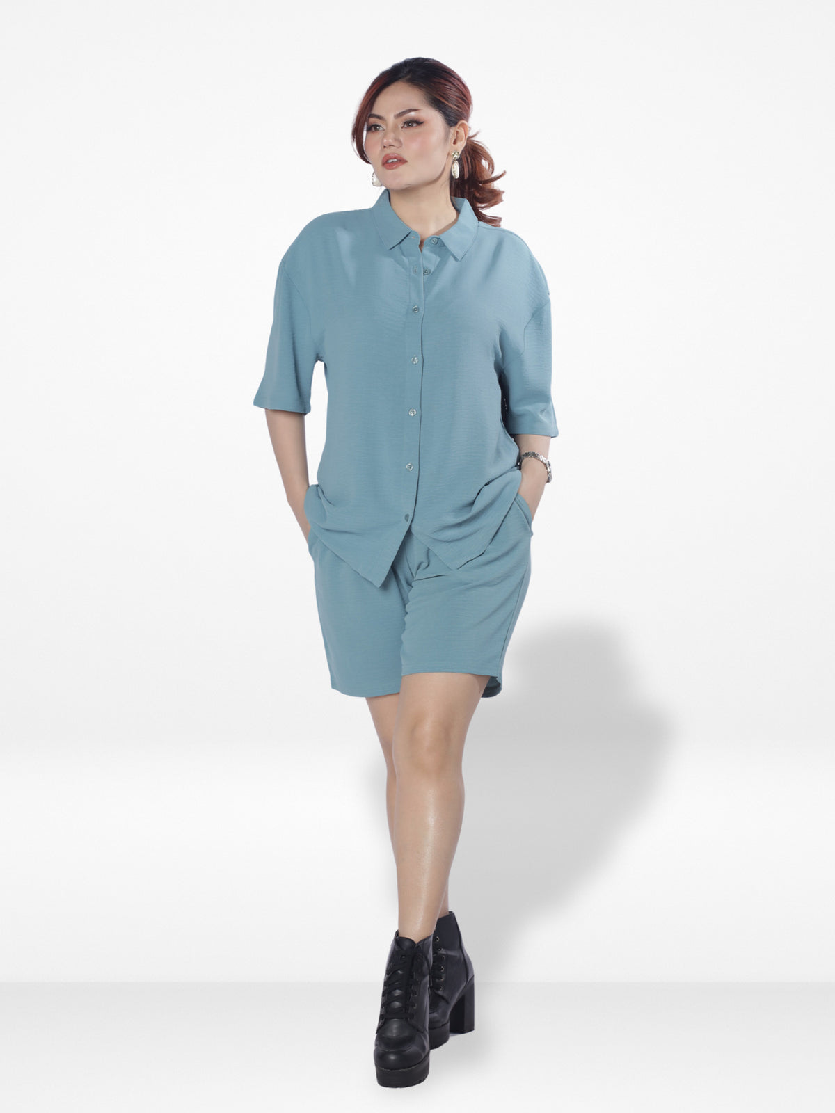 Women Solid Color Co-Ord Set| Short Sleeve| Pop Green