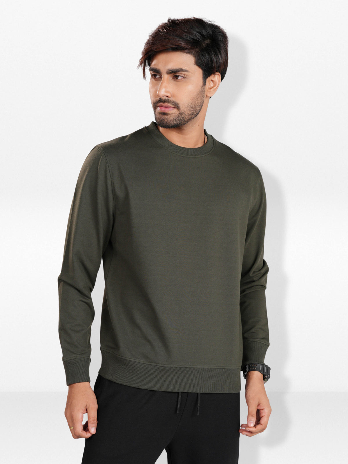 Men’sSolid Crew Neck Sweatshirt – Long Sleeve | Casual Everyday Comfort Wear