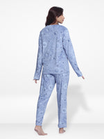 Women Velour Sleepwear Long Sleeve Pyjama Set Indigo Moon