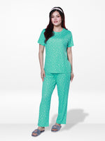 Women’s 2 PieceAll Over Printed Loungewear Set – Short Sleeve Top & Pants | Casual Lounge Outfit, Soft Pajama Set, Summer Sleepwear for Women