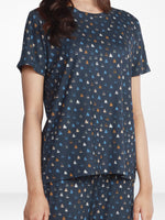 Women’s 2 Piece All Over Printed Loungewear Set – Short Sleeve Top & Pants | Casual Lounge Outfit, Soft Pajama Set, Summer Sleepwear for Women