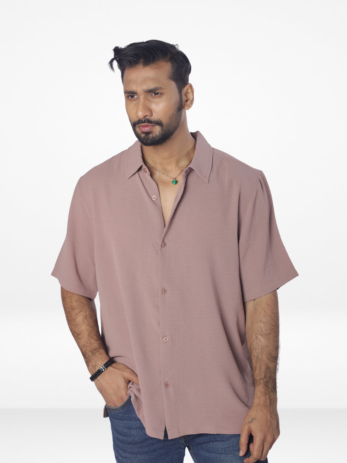 Men's Relaxed-Fit Half-Sleeve Casual Shirt| COPPER
