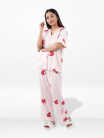 Women’s Printed Night Suit Set – Shirt & Pyjama | Soft Nightwear Dress, 2 Piece Sleepwear for Women, Comfortable Loungewear