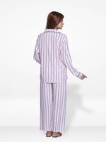 Women Pink Stripe Sleepwear Long Sleeve Pyjama Set