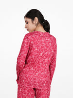 Women's Henley Long Sleeve Printed Top – Soft & Stretchy Rib Knit Casual T-Shirt