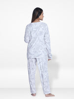 Women Velour Sleepwear Long Sleeve Pyjama Set White