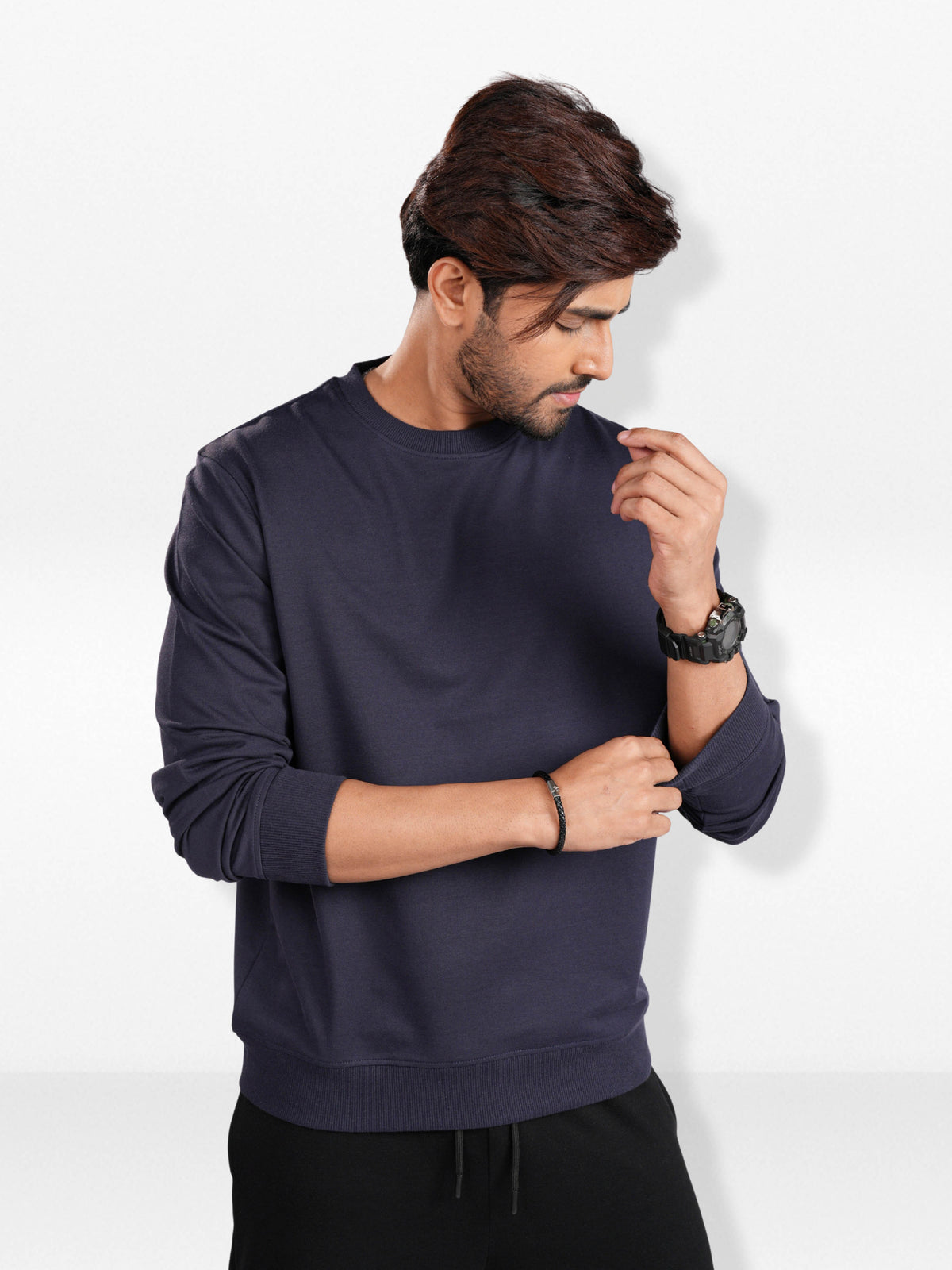 Men’sSolid Crew Neck Sweatshirt – Long Sleeve | Casual Everyday Comfort Wear