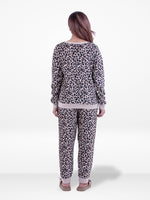 Women’s Leopard Print Pyjama Set – Long Sleeve Top & Pants, Soft Comfortable Sleepwear 2-Piece Winter Nightwear