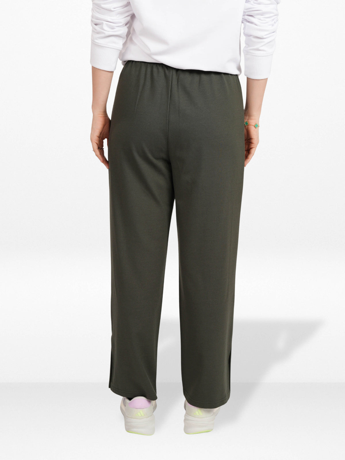 Women’s Flowy Pants – Elasticated Waist with Adjustable Drawcord | Contrast Stitch Side Detail, Casual Comfortable Trousers