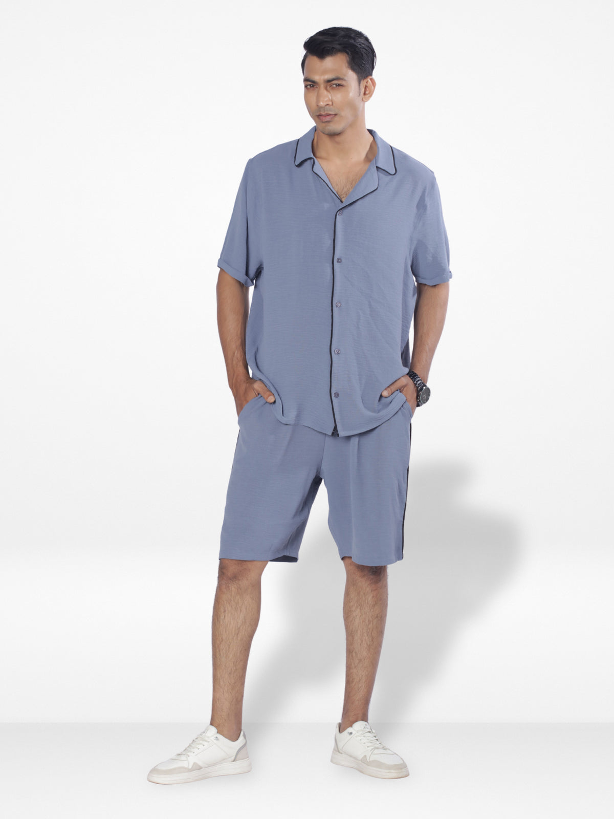 Men's Casual Short Sleeve Button Down Shirt & Short Pant Set