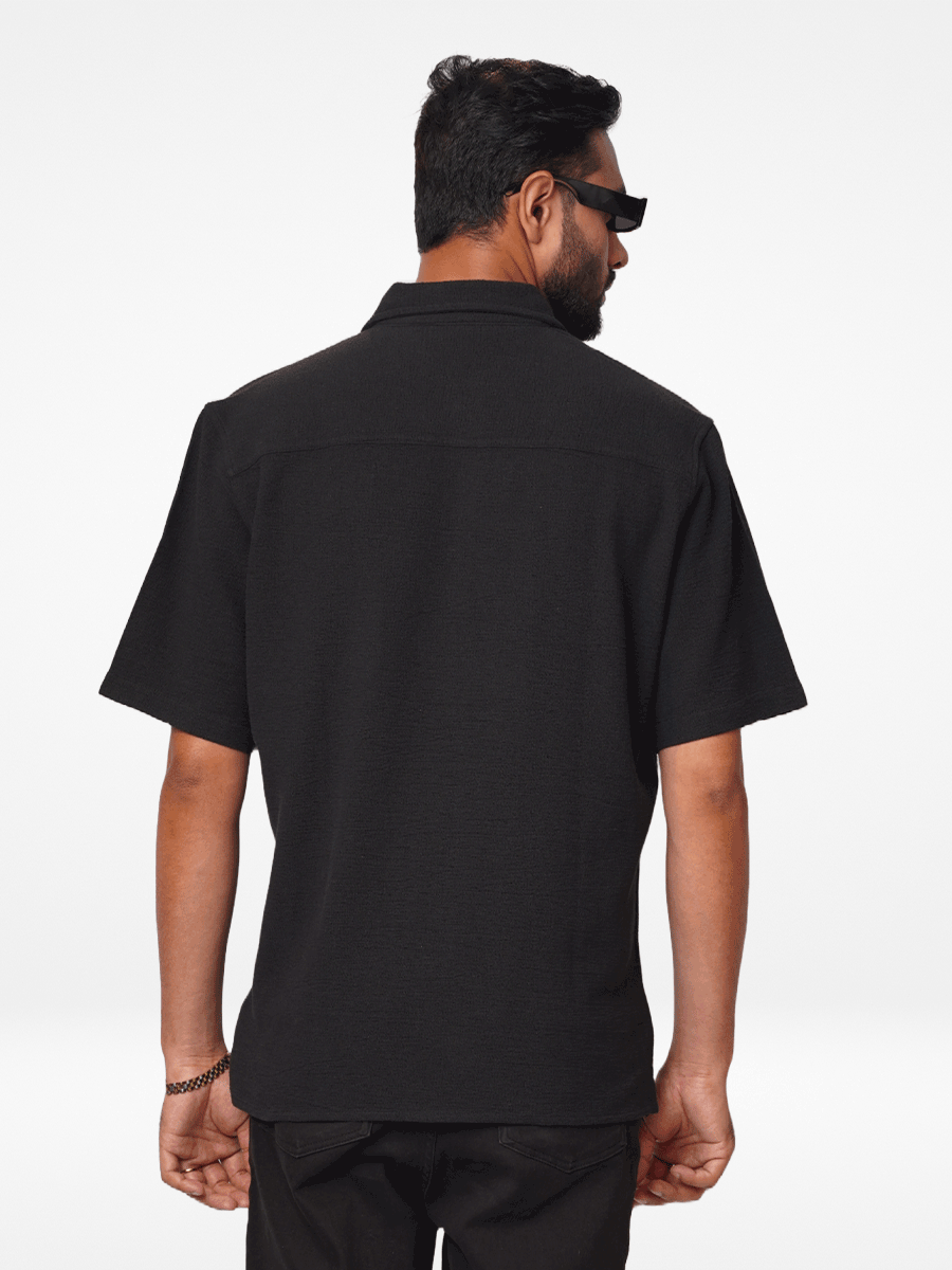 Men's Relaxed-Fit Half-Sleeve Casual Shirt Black