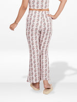 Women’s Printed Palazzo Pants | Wide Leg Lounge Trousers for Women | Soft Stretch Yummy Rib Fabric | Casual & Party Wear Bottoms - Blushing Bride Rose