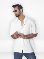 Men's Relaxed-Fit Half-Sleeve Casual Shirt| OFF WHITE