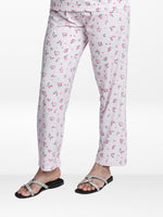 Women’s All Over Printed Lounge Pants | Soft Stretch Yummy Rib Fabric | Drawstring Waist Casual Sleepwear & Pajama Trousers - Pink