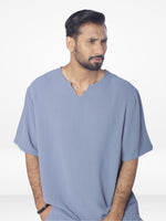 Men's Short Sleeve Shirt & Short Pant Set| Slate Blue