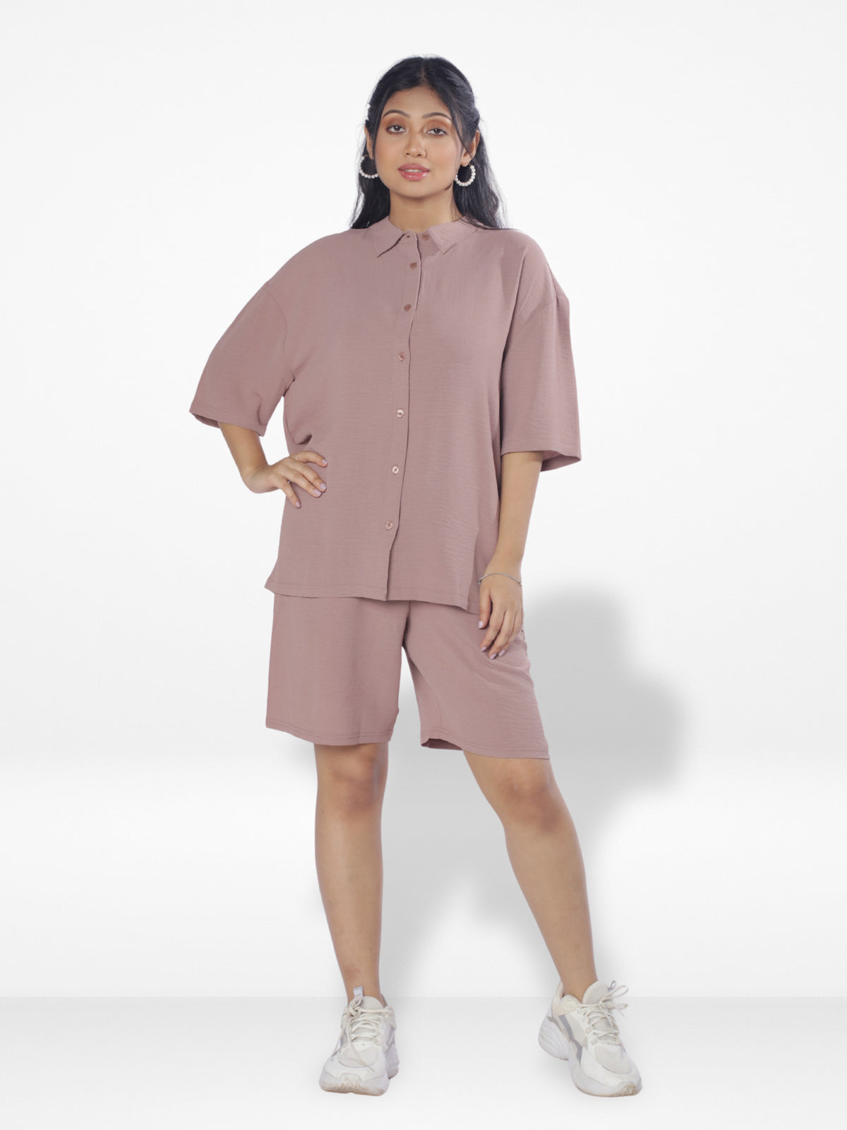 Women Solid Color Co-Ord Set| Short Sleeve| Copper