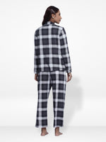 Women Sleepwear Long Sleeve Pyjama Set White Check
