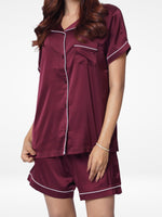 Women's Satin Notch collar Short Sleepwear Set |Satin Fabric