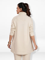 Women’s High Neck Half Zip Pullover Sweatshirt – Long Sleeve | Trendy Relaxed Fit